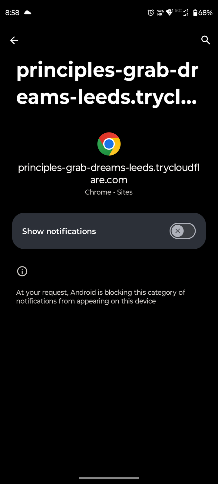 Mobile permissions settings page